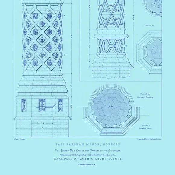 Architectural Print: East Barsham Manor Turret /+ Size A2